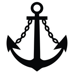 anchor chain silhouette vector icon