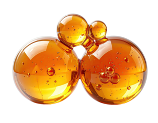 Close-up of orange liquid spheres