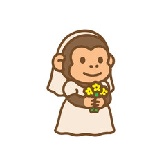 Bridal Monkey A Charming Cartoon in a Wedding Dress