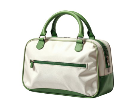 Cream-colored bag with green accents