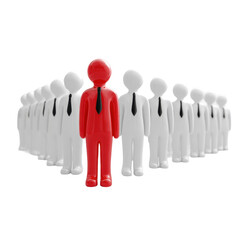 Red Leader Among White Clones Standing in Line