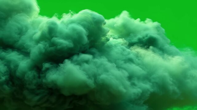 Dynamic imploding smoke swirling back to origin with smooth gradients on green screen great for digital art presentations or special effect layering.