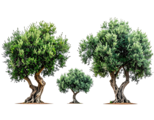 Four olive trees in varying sizes