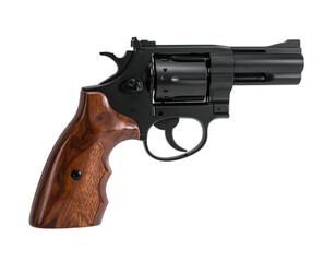 Side view of a black revolver