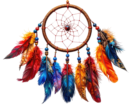 Dream catcher, vibrant feathers