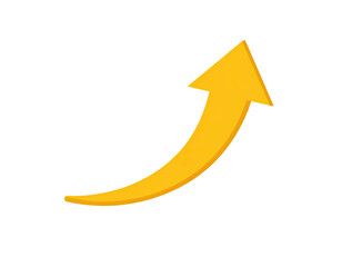 Yellow upward curved arrow on black background