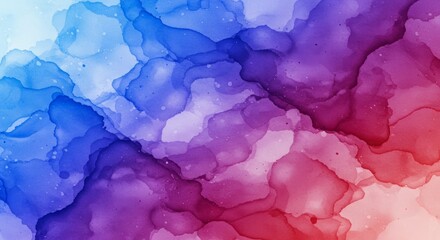 Abstract watercolor background with flowing blends of vibrant blue purple and red hues