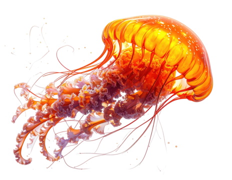 Fiery jellyfish in vibrant orange