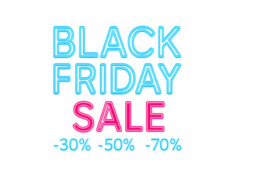 Obraz premium Black Friday Sale neon typography with blue and pink light