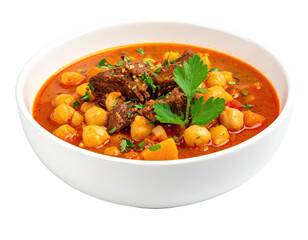 Fototapeta premium Hearty stew in white bowl