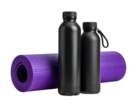 Workout essentials on a white background