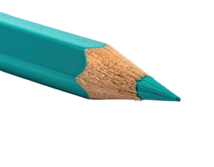 Close-up of a teal colored pencil tip