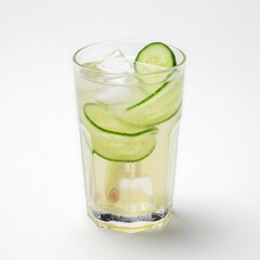 lemongrass cooler with cucumber, isolated on white background