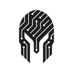 Digital Spartan Helmet Circuit Board Icon