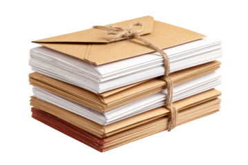 Stack of Papers Bundled Together isolated on transparent background Remove png, Clipping Path, pen tool