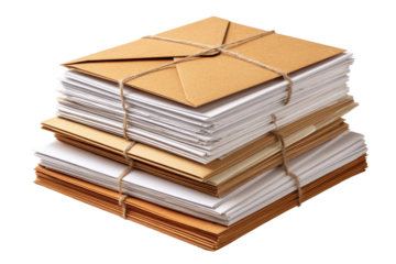 Stack of Papers Bundled Together isolated on transparent background Remove png, Clipping Path, pen tool