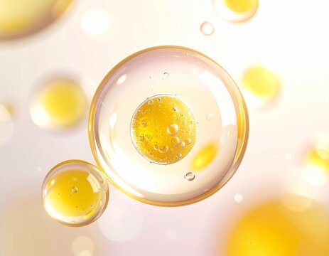 ビタミンC誘導体入り美容液をイメージしたカプセル群 ジェネレーティブAI