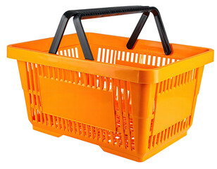Orange shopping basket with black handles