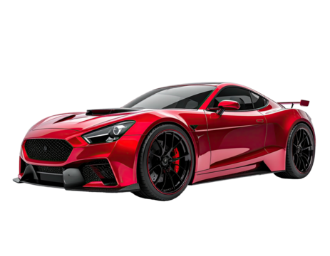 Sleek red sports car, front view