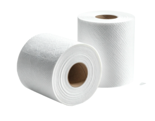 Two rolls of white paper towels