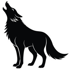 howling wolf silhouette vector icon