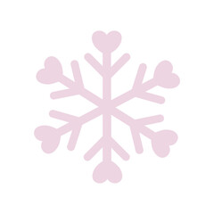 Pink Heart Snowflake Vector Illustration for Winter and Love Theme