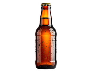Amber beer bottle, cool and wet