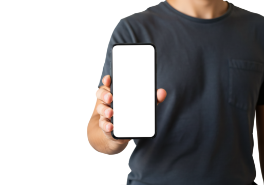 Person Holding Blank Smartphone Screen Mockup Display Mobile Phone Technology Device Communication