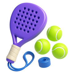 Padel Racket Balls Grip Tape 3D Icon