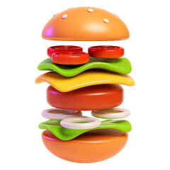 Layered Burger Sandwich 3D Icon
