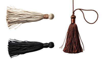 Dual hanging tassel collection isolated on transparent background