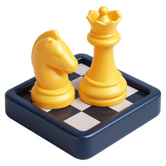 Chess King And Knight On Board 3D Icon