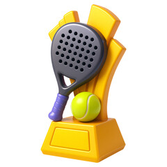 Padel Trophy With Racket And Ball 3D Icon