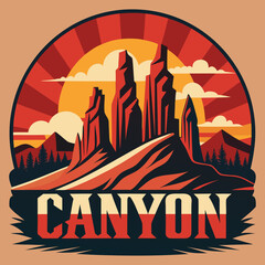 Vector artwork of a desert landscape with cactus