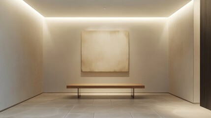 A large painting on a wall in a room