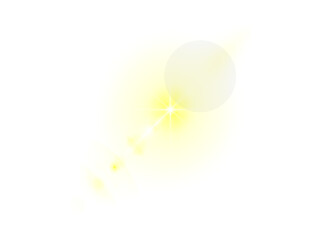 Vibrant yellow light effects PNG. A bright sun glare starburst and lens flare overlay perfect for energetic digital art and creative compositions