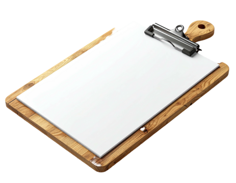 Wooden clipboard with blank paper (1)