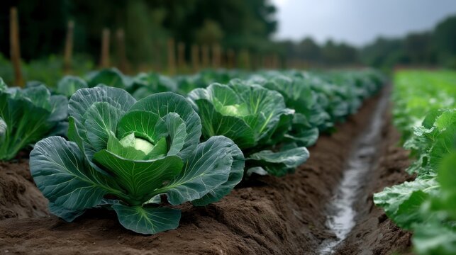 Harvesting fresh cabbage sustainable farming practices open field photography rural environment close-up organic agriculture