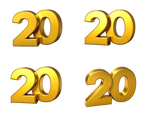Four golden 20s on black
