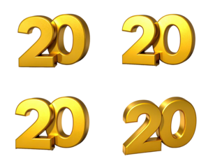 Four golden 20s on black