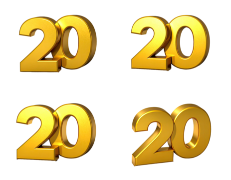 Four golden 20s on black