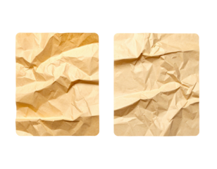 Two pieces of crumpled beige paper