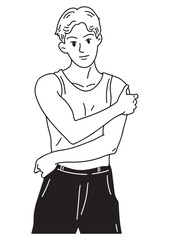 Confident Person's Contour: A simple black and white outline of a man, exuding a sense of confidence with subtle body language.
