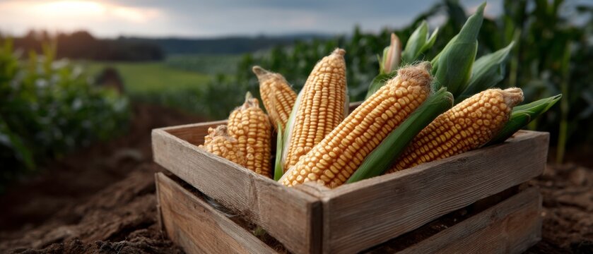 Harvesting corn a bountiful crop collection in a lush field rustic setting nature's abundance