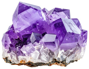 Cluster of vibrant purple amethyst crystals