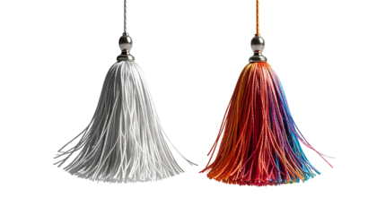 Pair of elegant tassel ornaments isolated on transparent background
