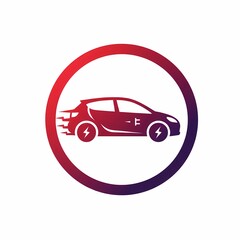 Fototapeta premium Electric Car Icon for Charging Station or Eco-Friendly Vehicle Logo.