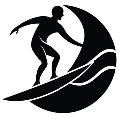 surfer on wave silhouette vector icon
