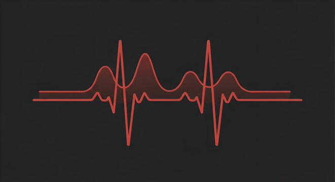 Red Line Graph Depicting Fluctuating Data on Dark Background