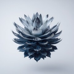 Obraz premium A stylized, ethereal flower with layered petals, shades of blue against a soft, white background